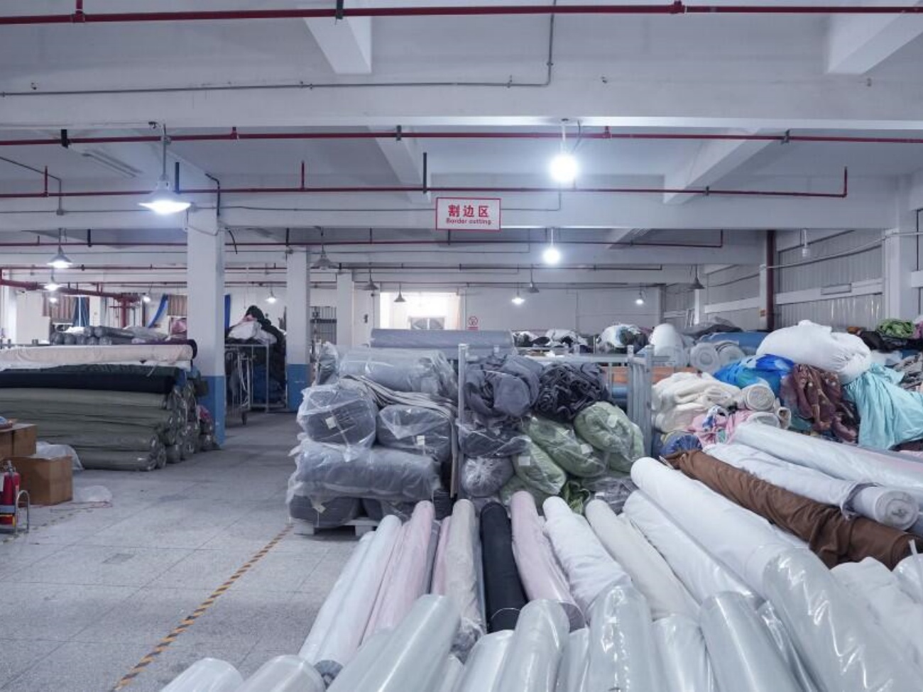 Curtain Fabric Roll Warehouse and Material Storage