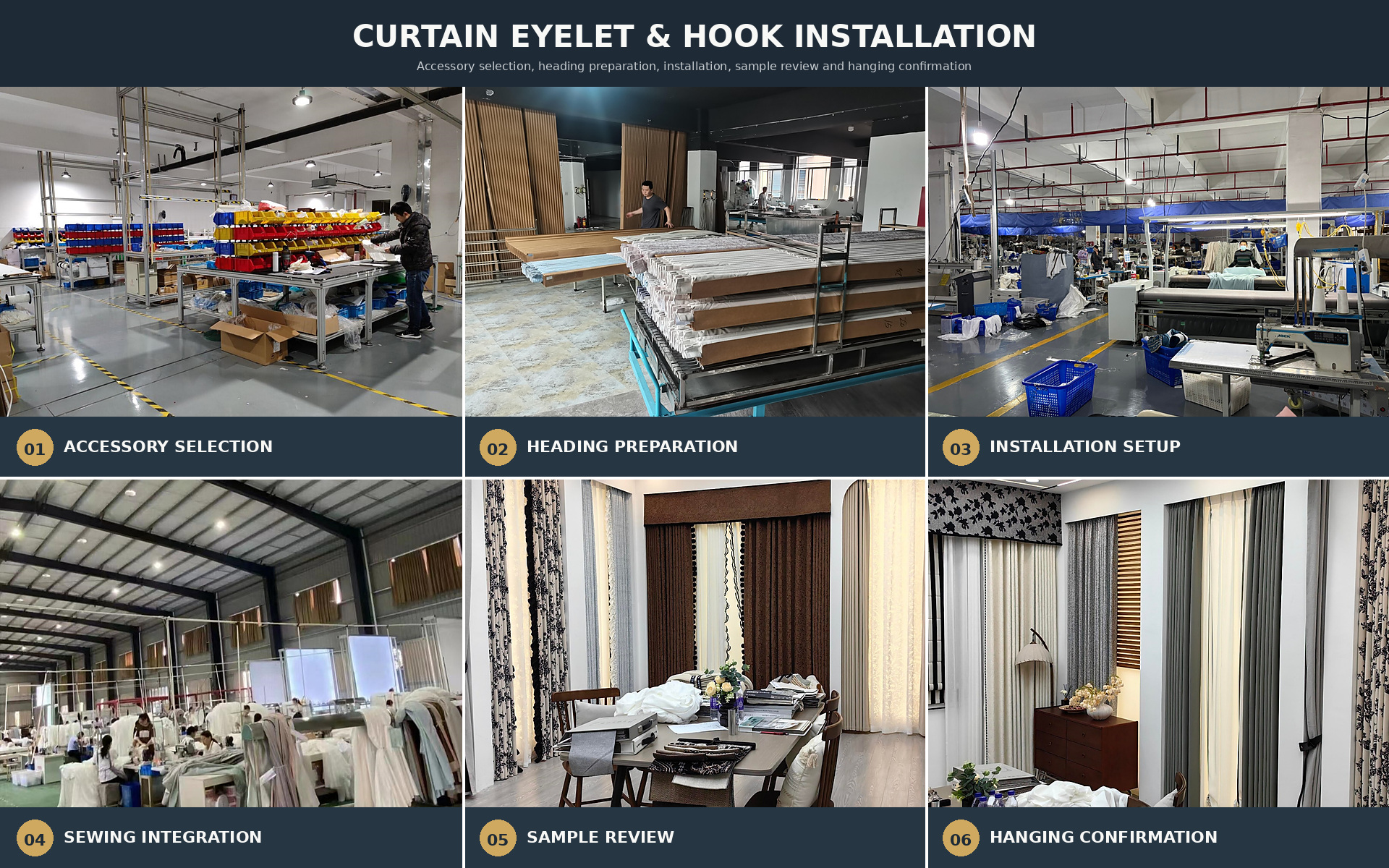 Curtain eyelet and hook installation process