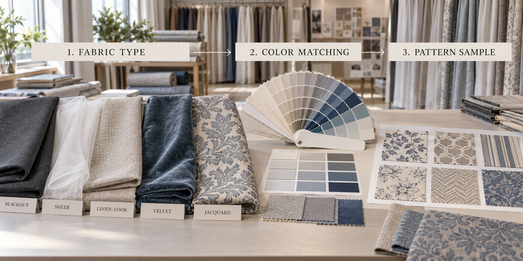 Curtain fabric, color and pattern sample development.