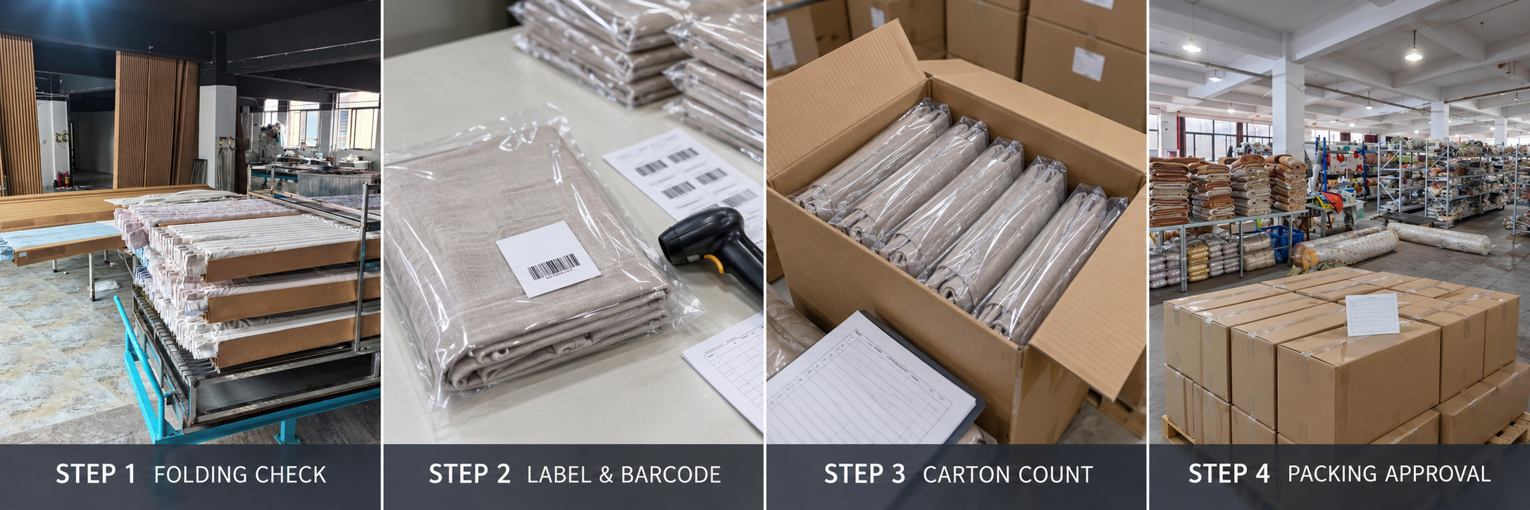 Curtain packing inspection and carton quantity check