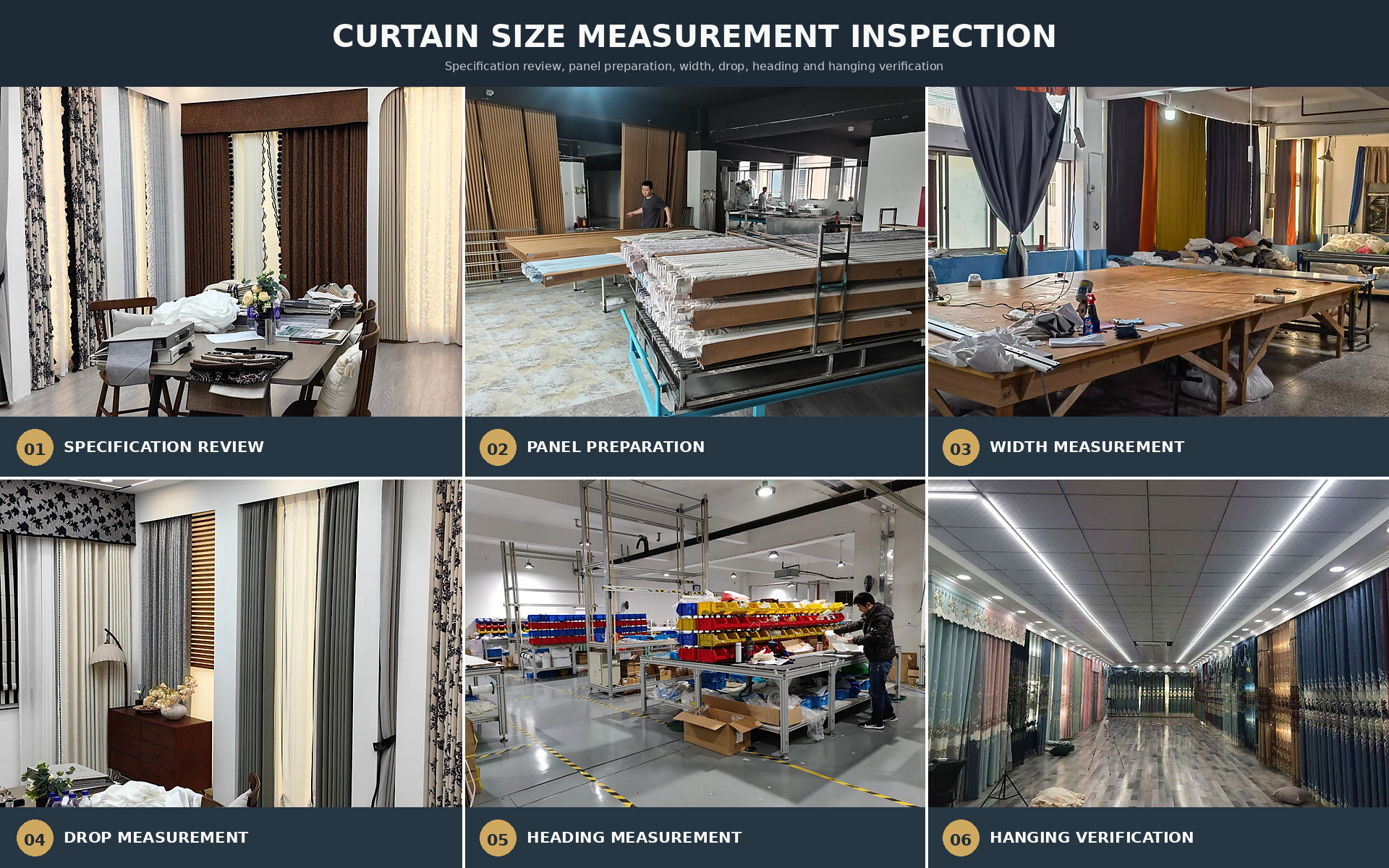 Curtain size measurement inspection process