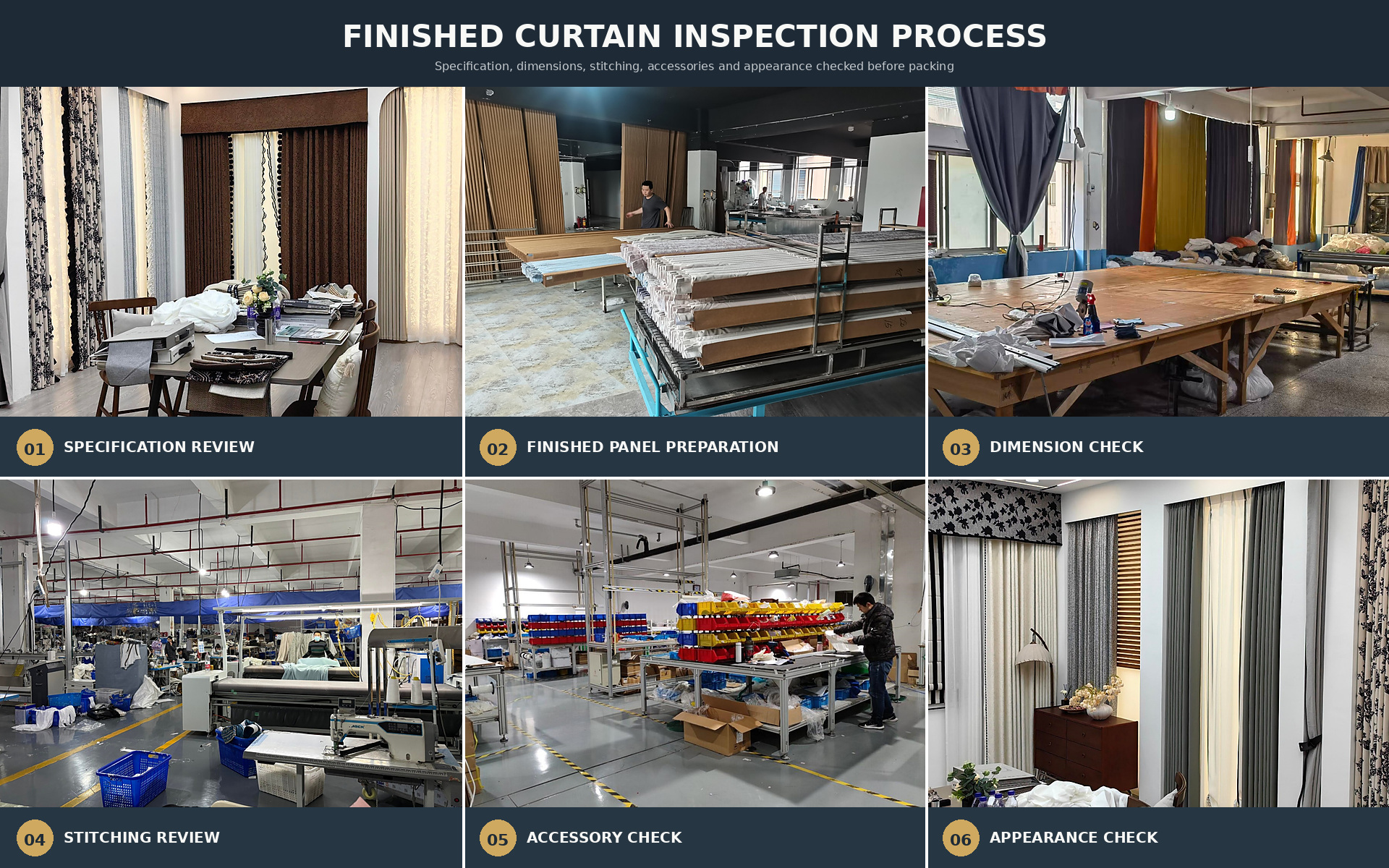 Finished curtain inspection process before packing